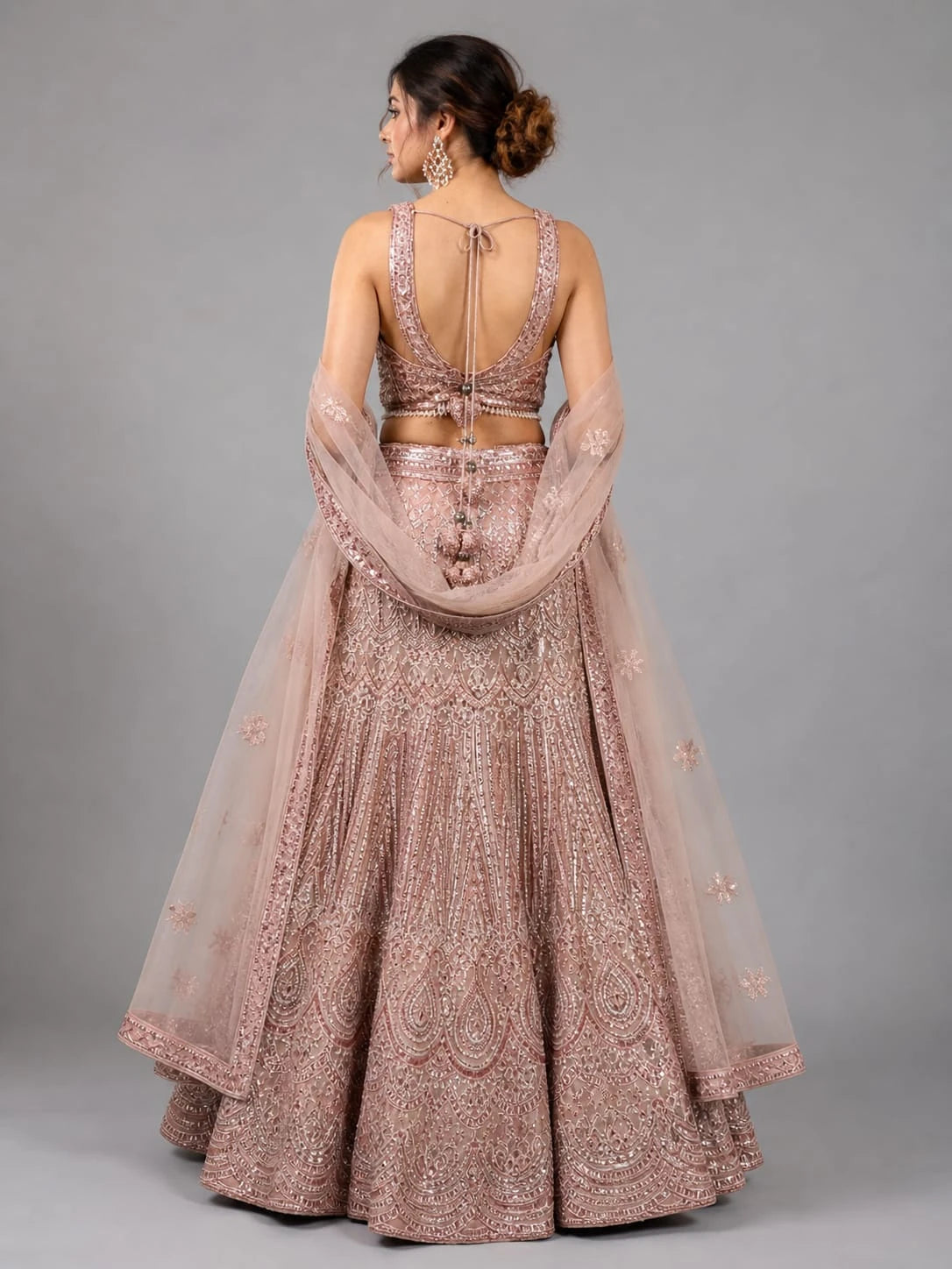 peach dupatta lehenga