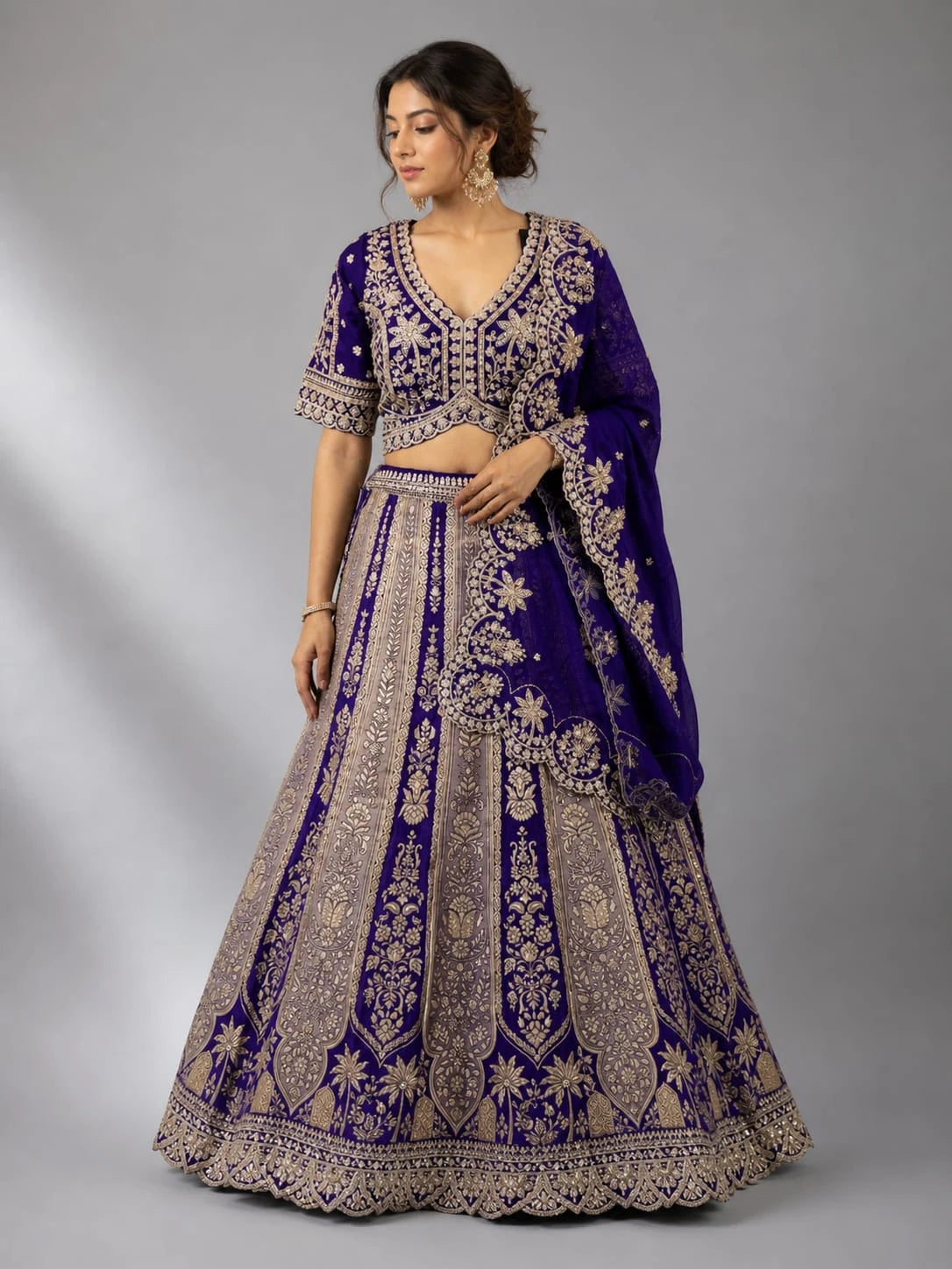 purple heavy lehenga