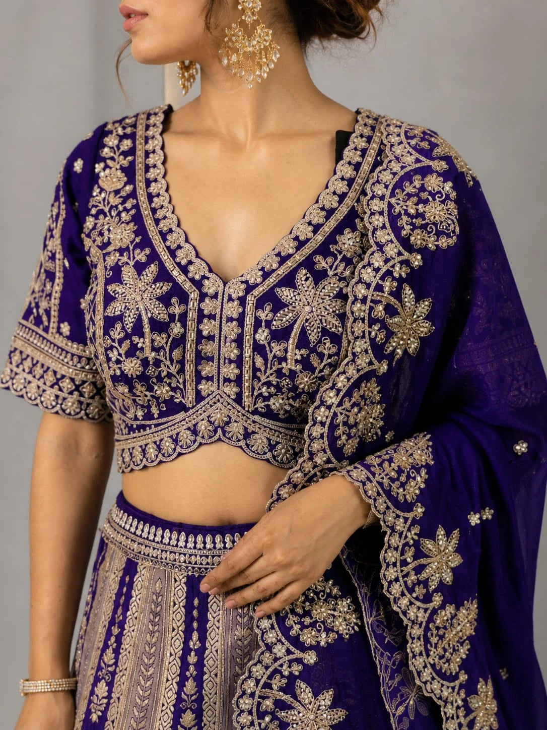purple heavy lehenga