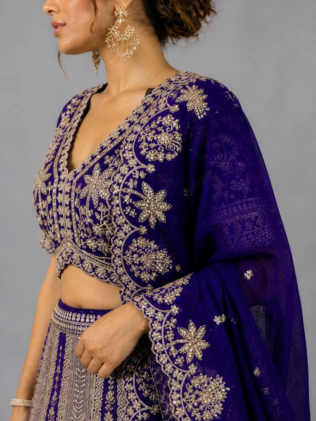 purple heavy lehenga