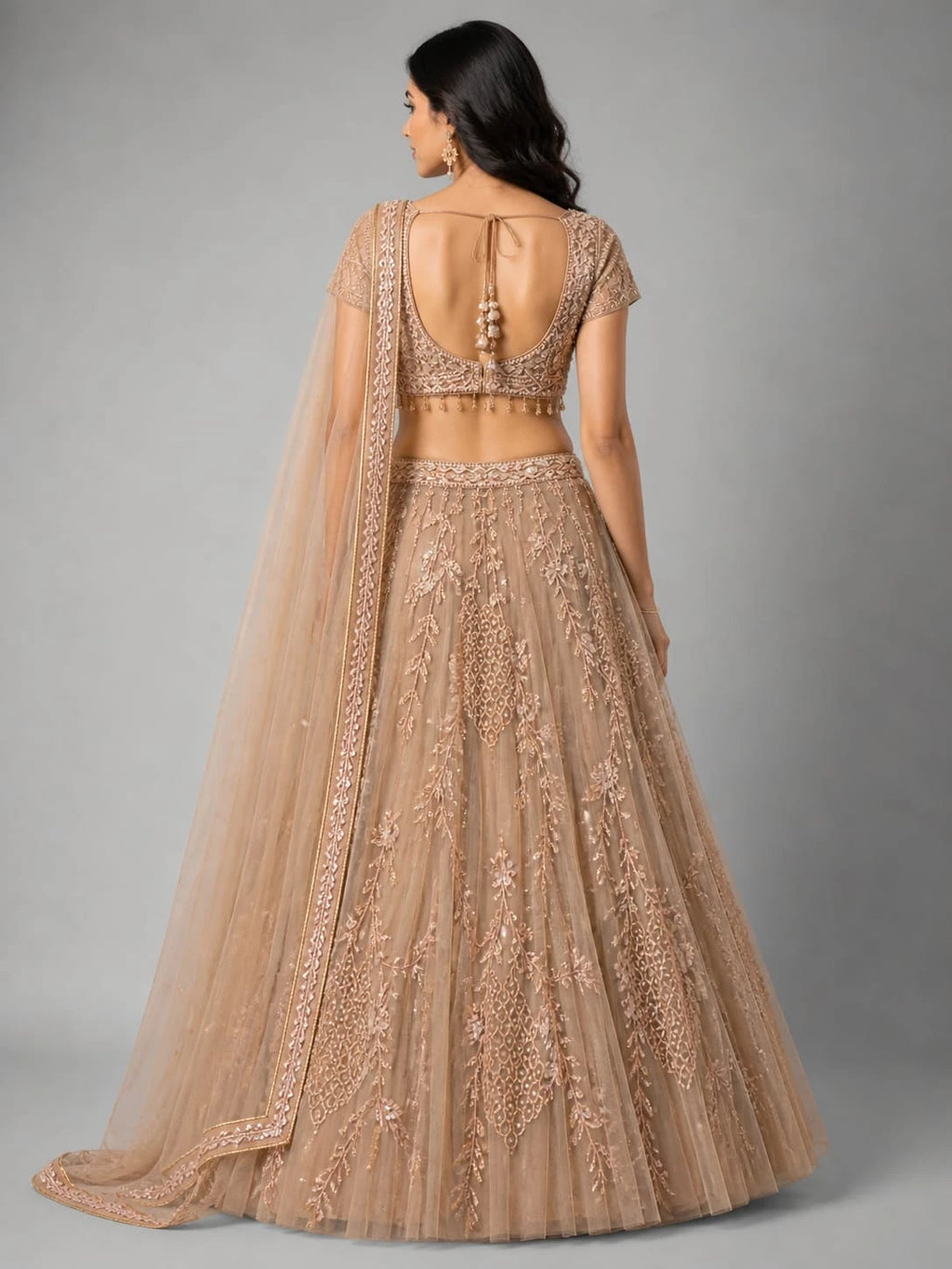 designer peach lehenga
