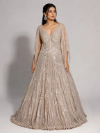 designer peach gown