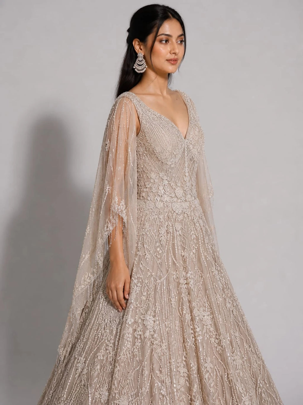 designer peach gown