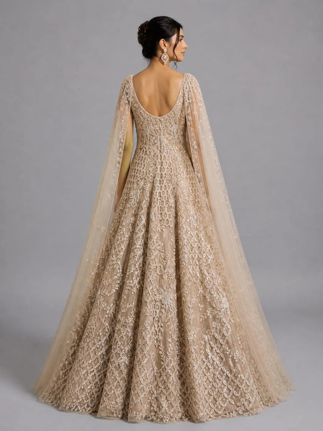 cape style gown