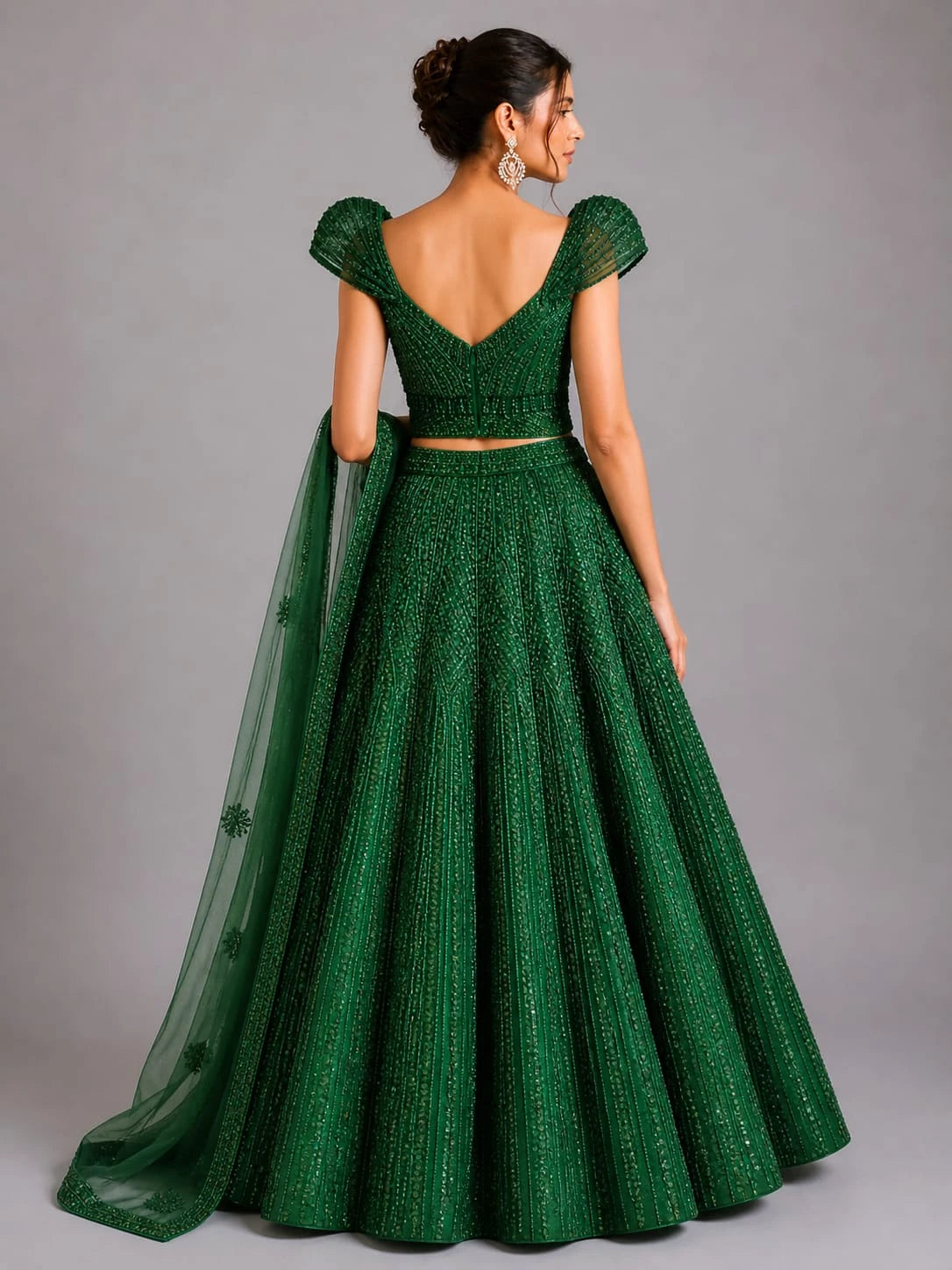 bottle green design lehenga