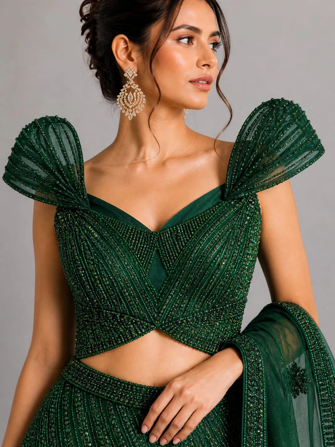 bottle green design lehenga