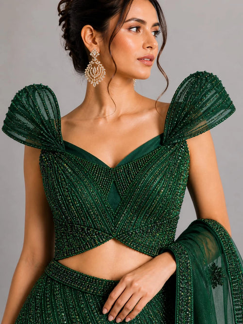 bottle green design lehenga