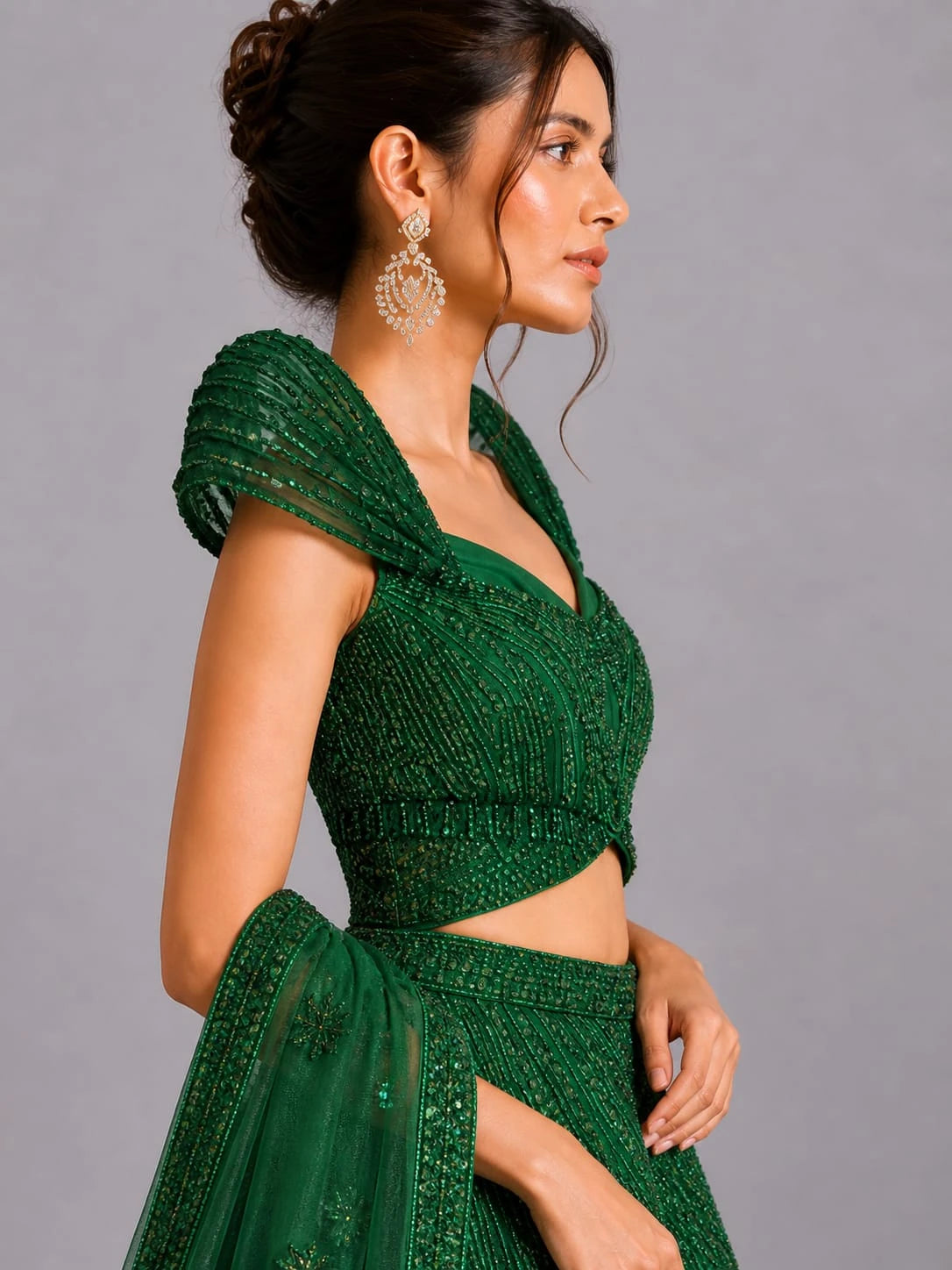 bottle green design lehenga