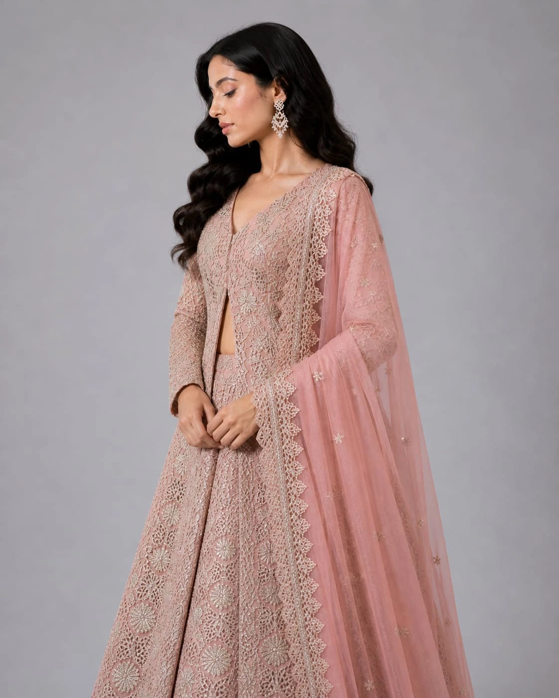 pink indo western