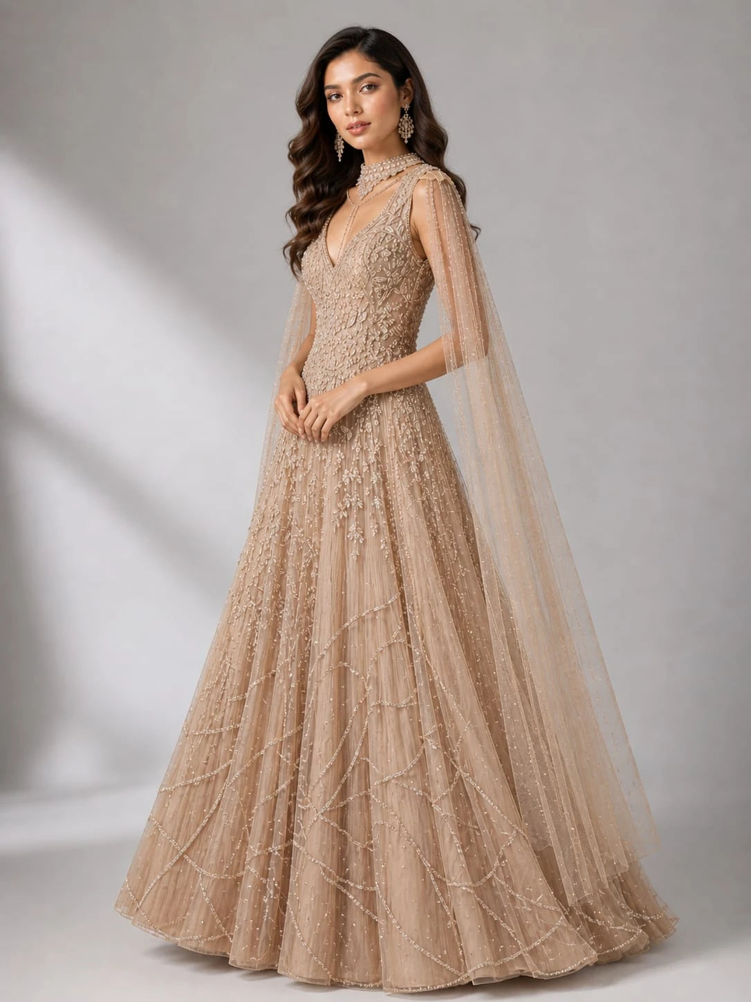 pink net gown