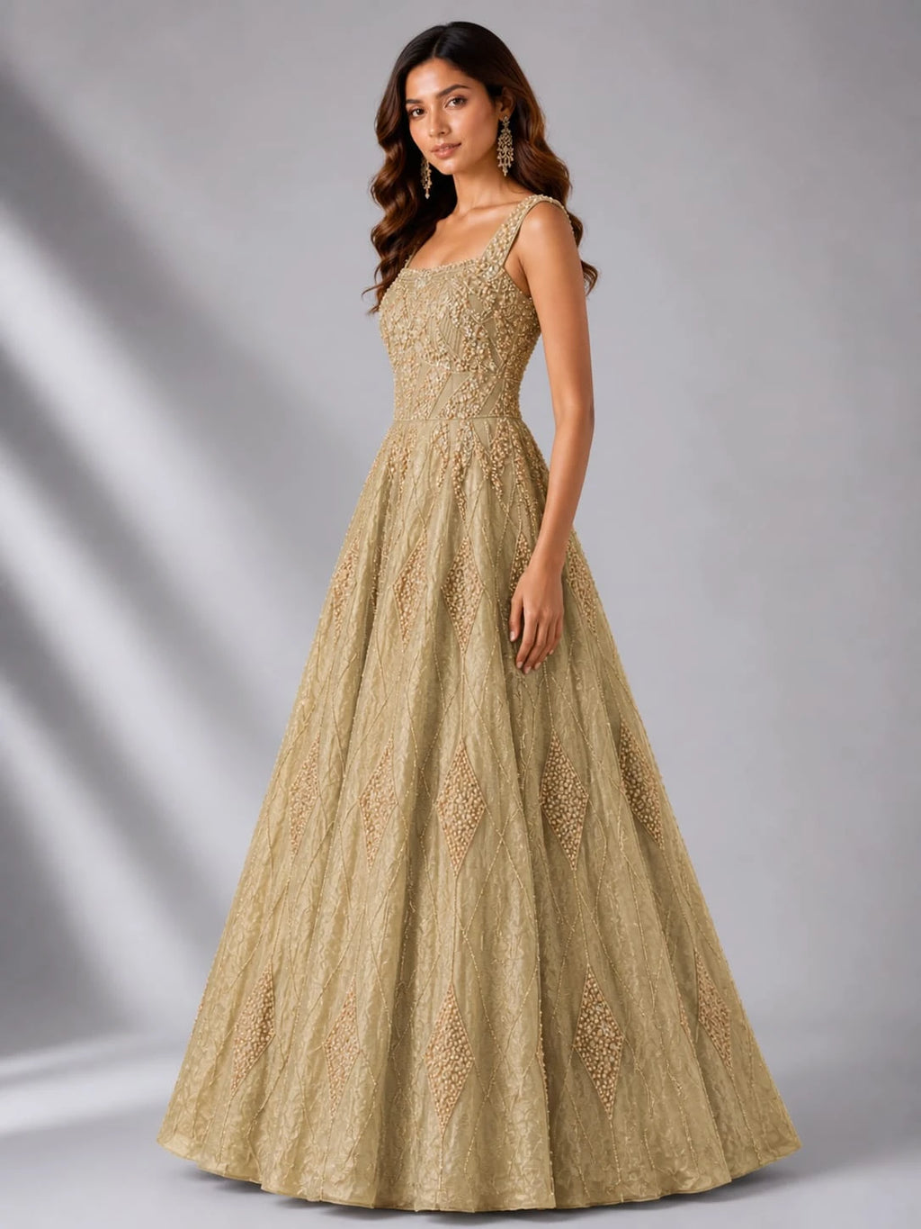 gold net gown