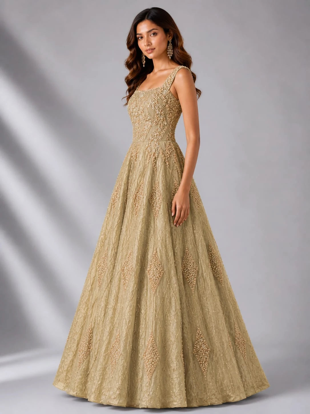 gold net gown