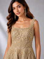 gold net gown