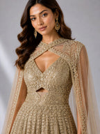 grey net gown