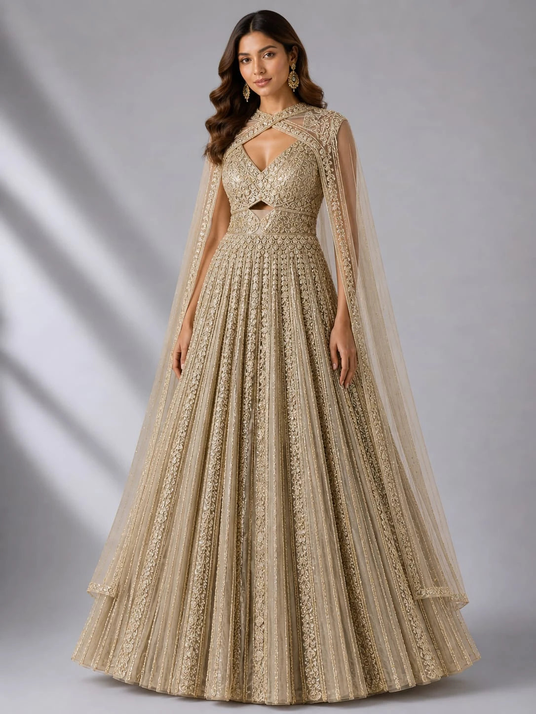 grey net gown