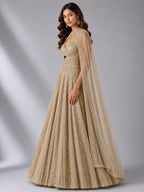 grey net gown