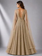 grey net gown