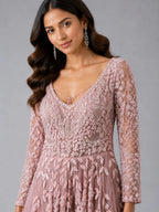 pink net gown women