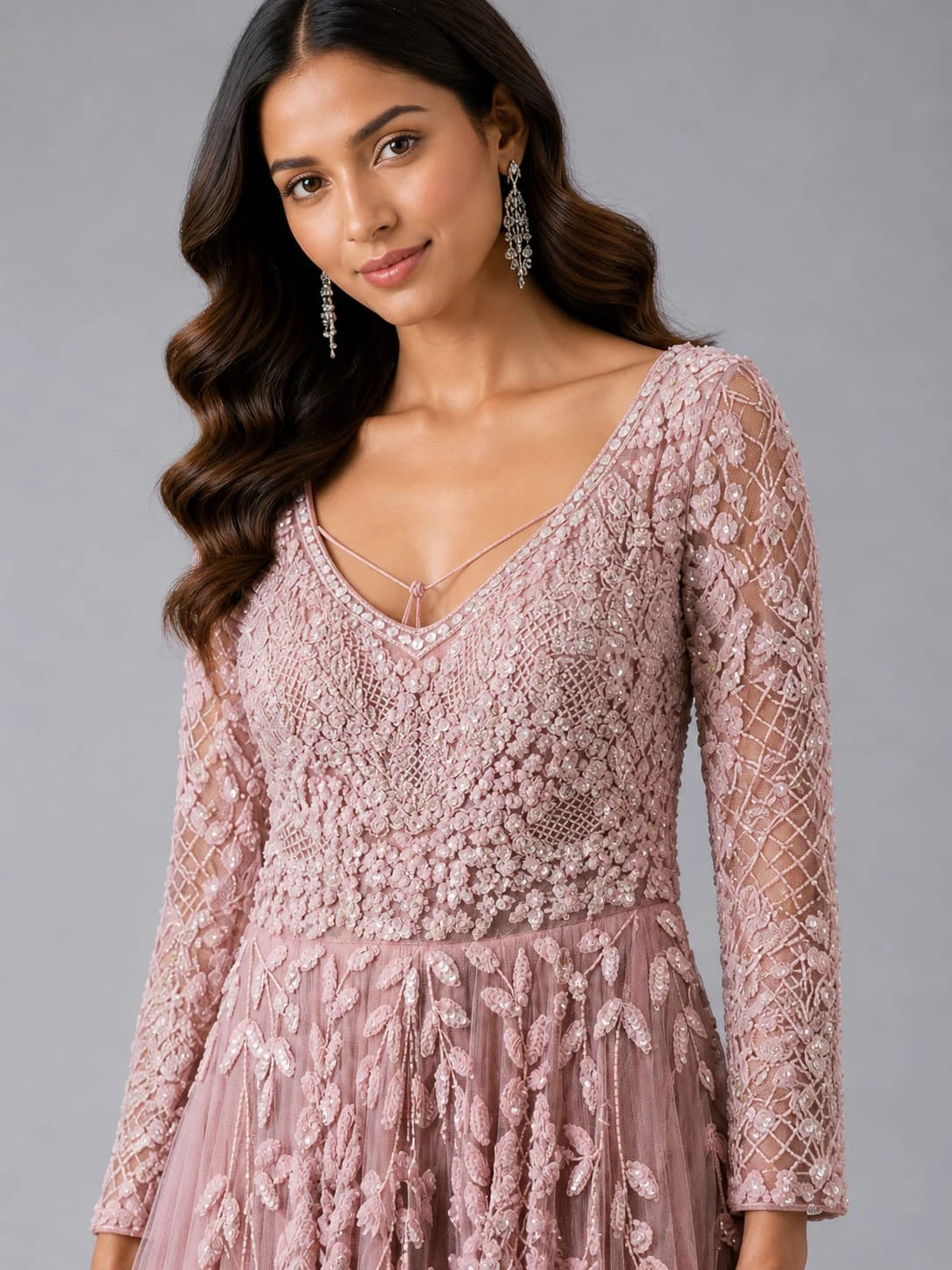 pink net gown women