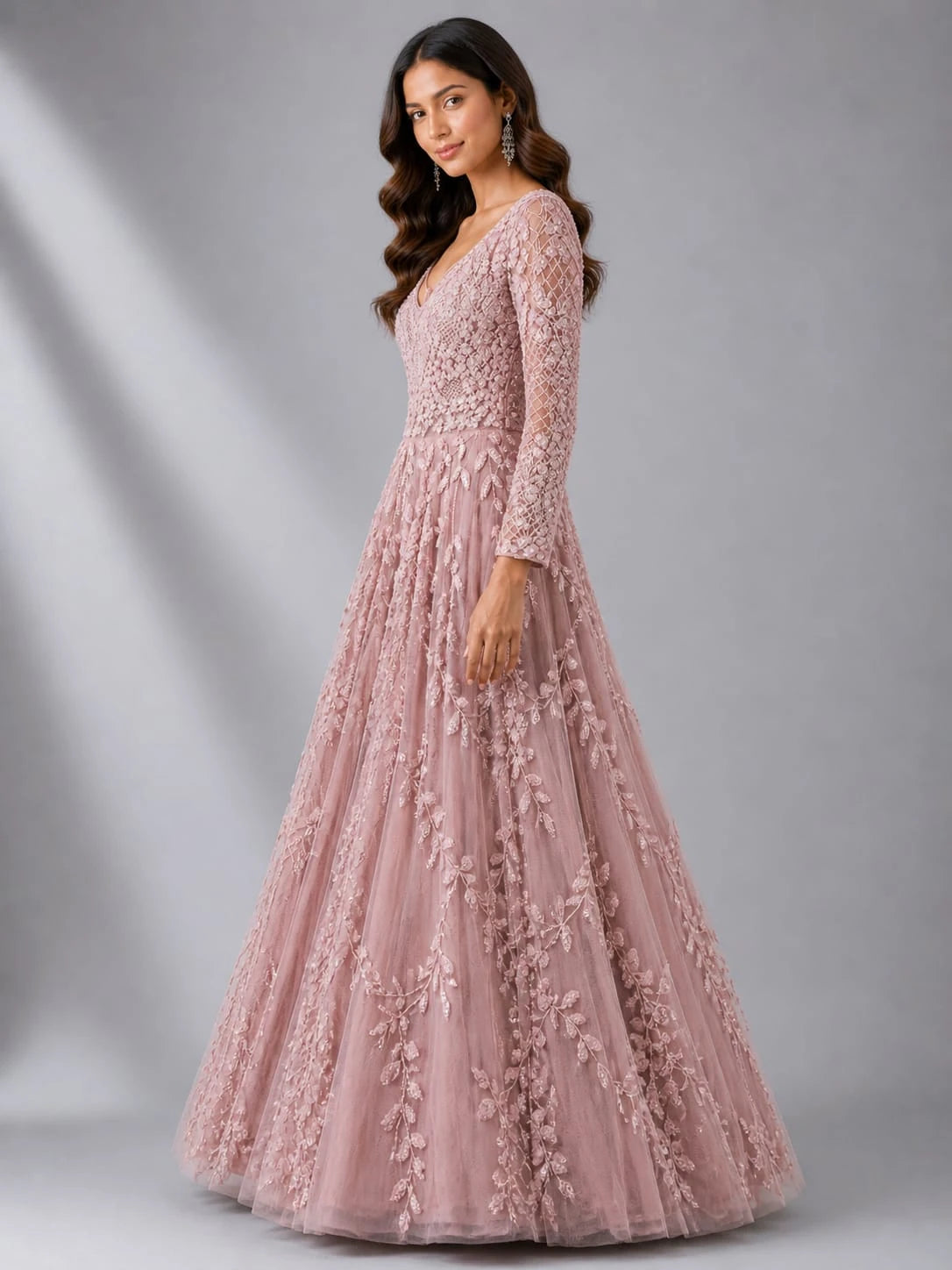pink net gown women