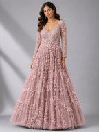 pink net gown women