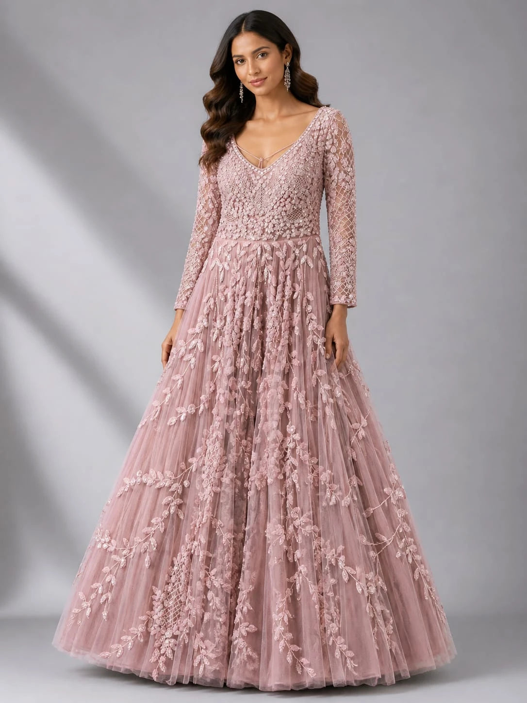 pink net gown women