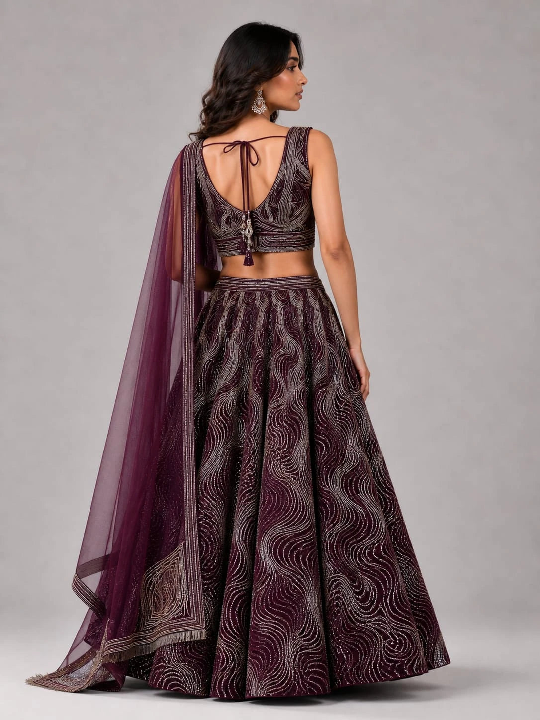 purple festive lehenga