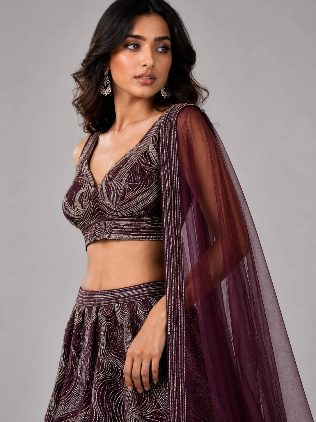 purple festive lehenga