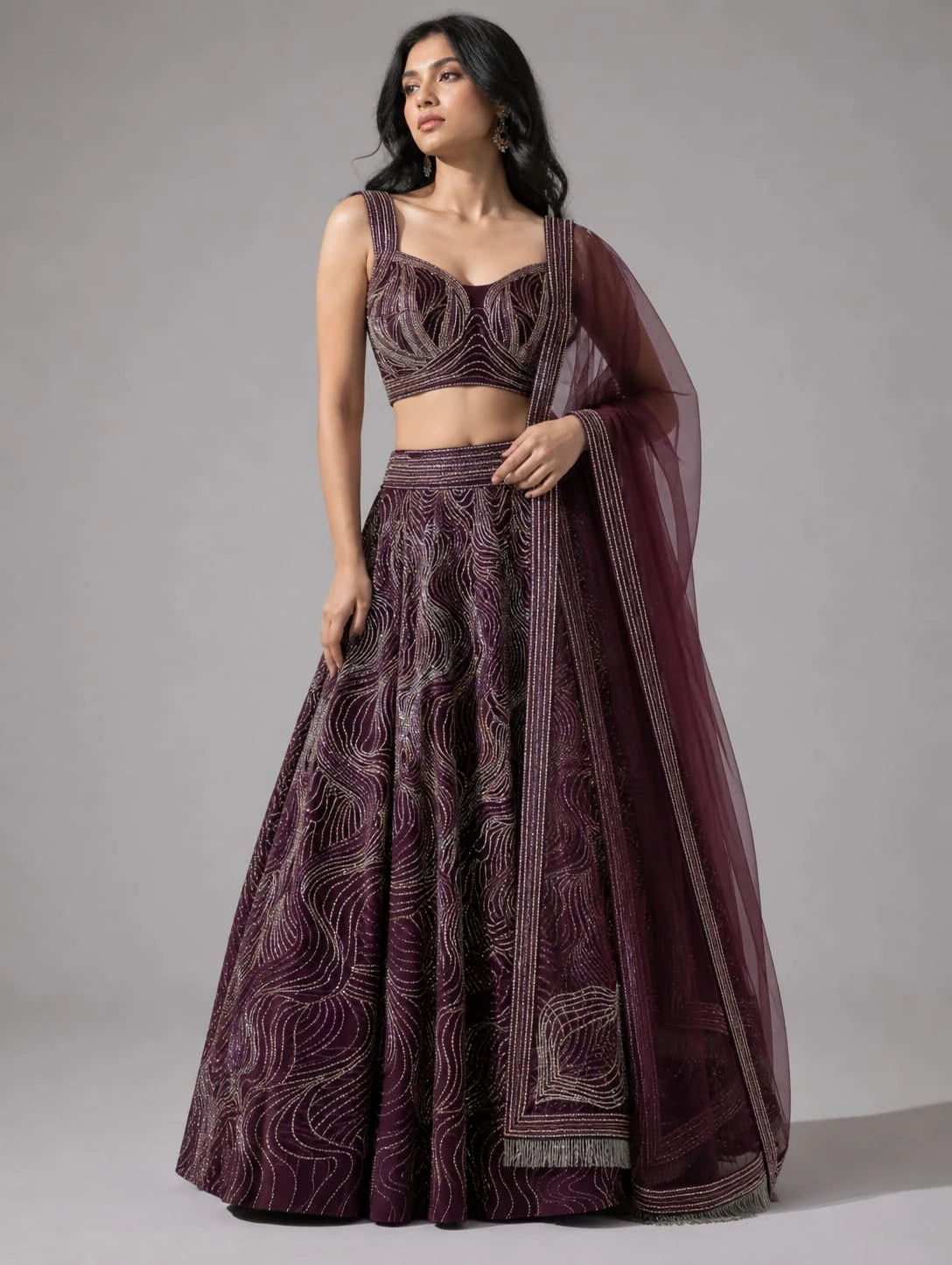 purple festive lehenga
