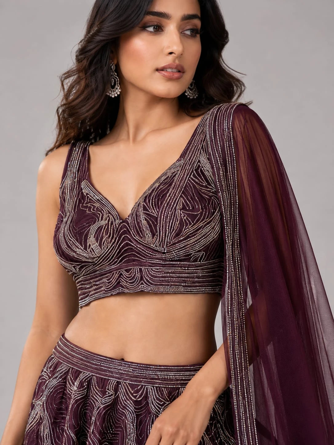 purple festive lehenga