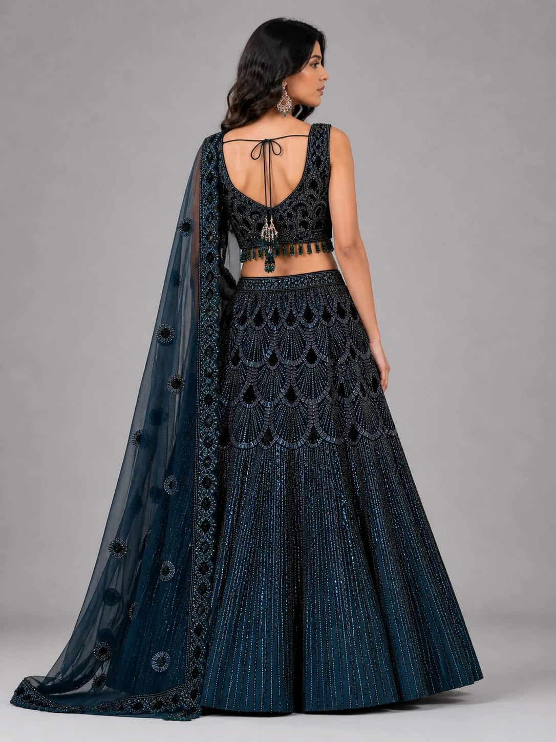 teal blue heavy lehenga