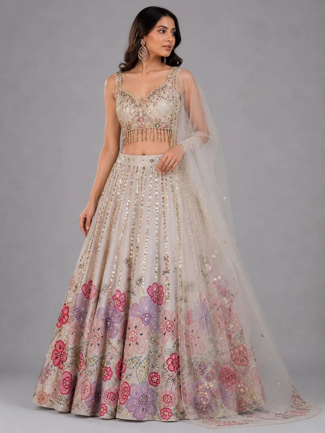white floral lehenga set