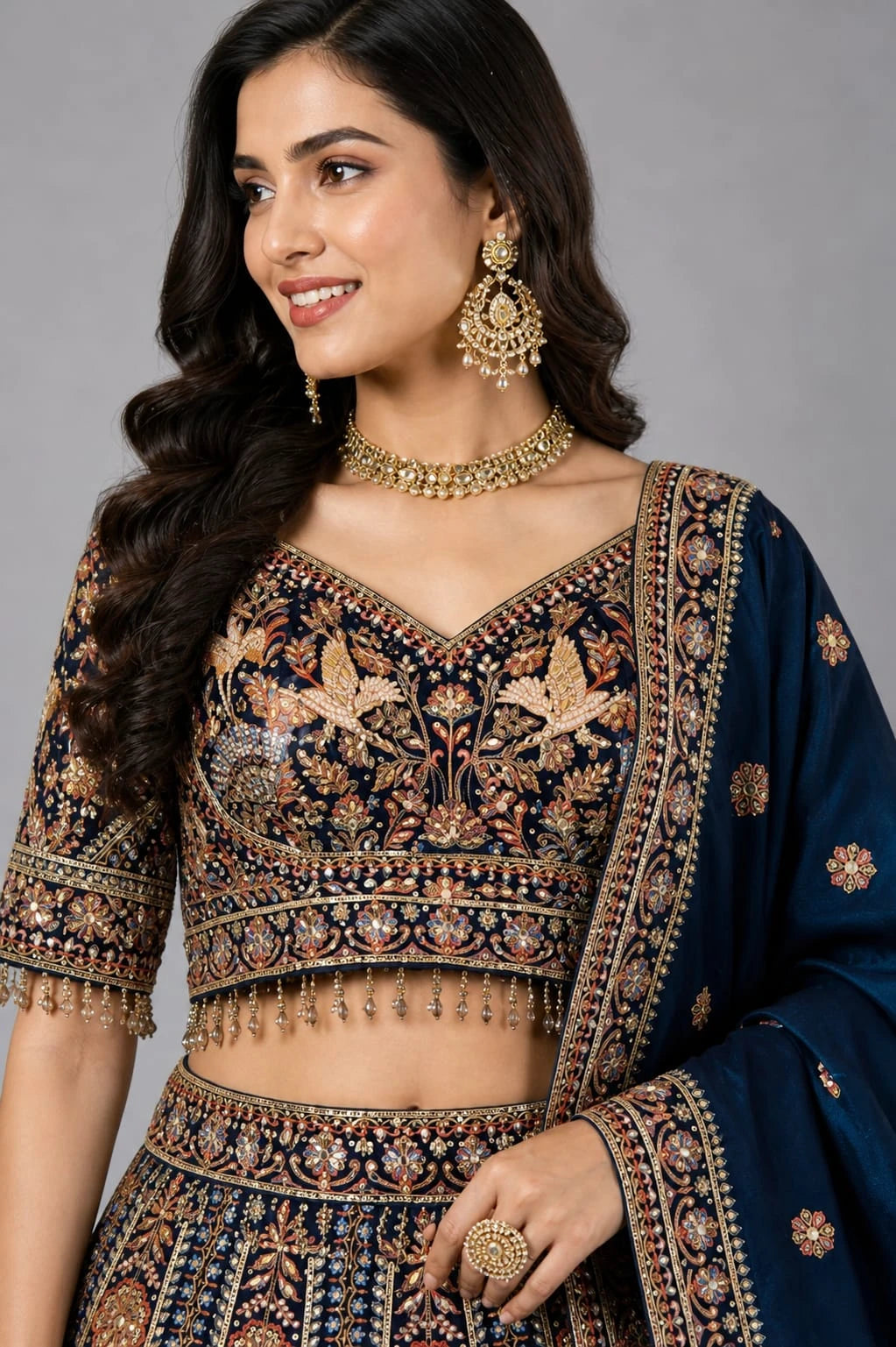 navy blue ethnic wear lehenga