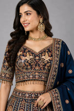 navy blue ethnic wear lehenga