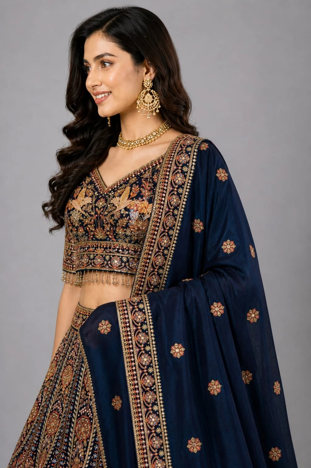 navy blue ethnic wear lehenga