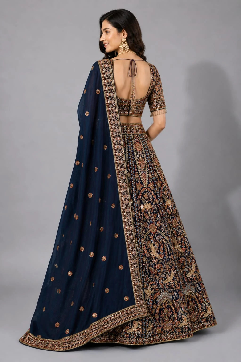 navy blue ethnic wear lehenga