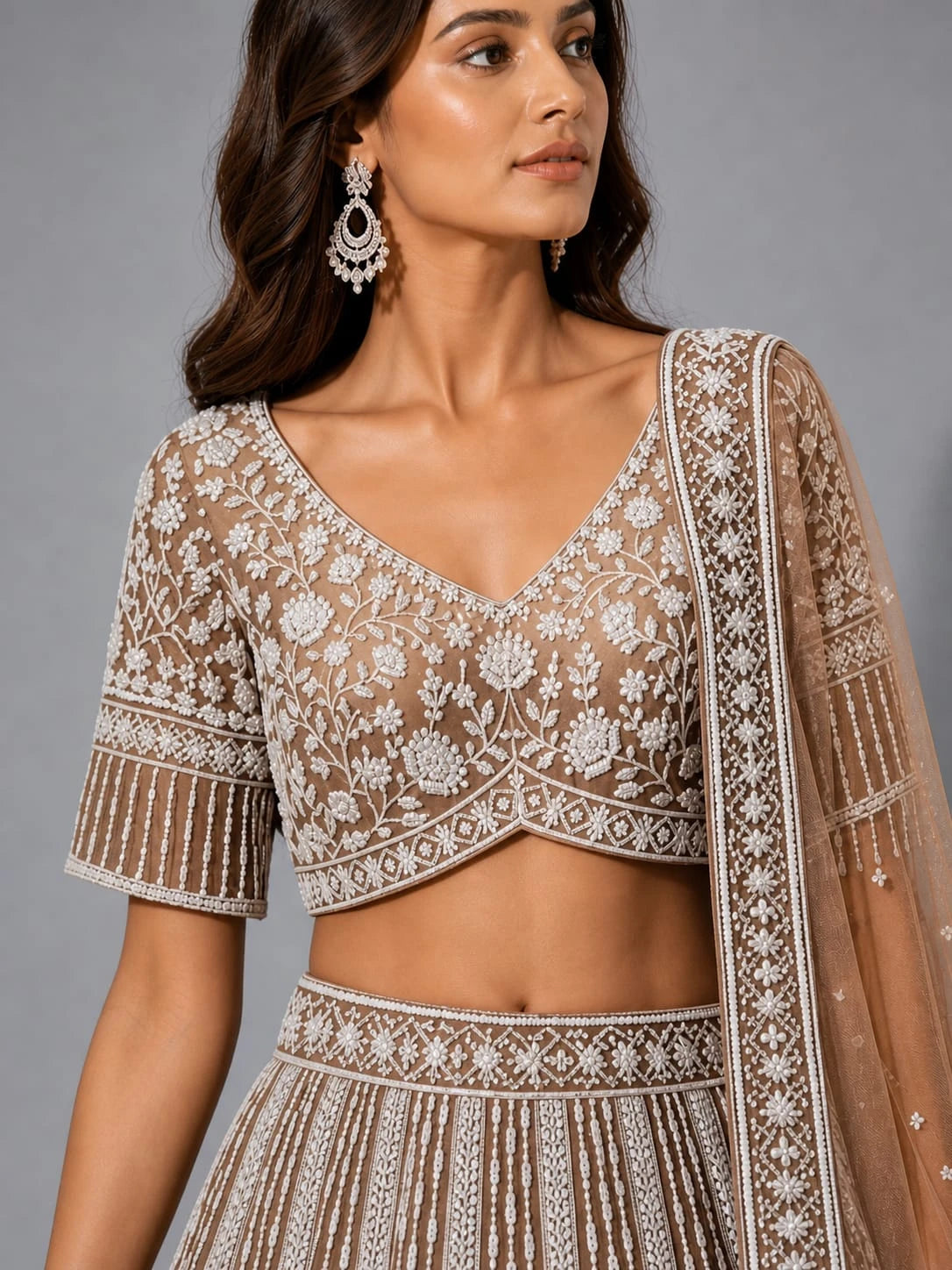thread work lehenga