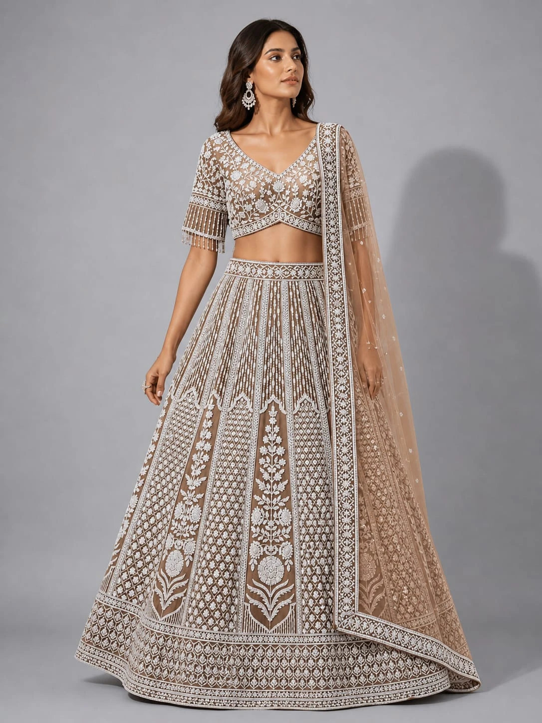 thread work lehenga