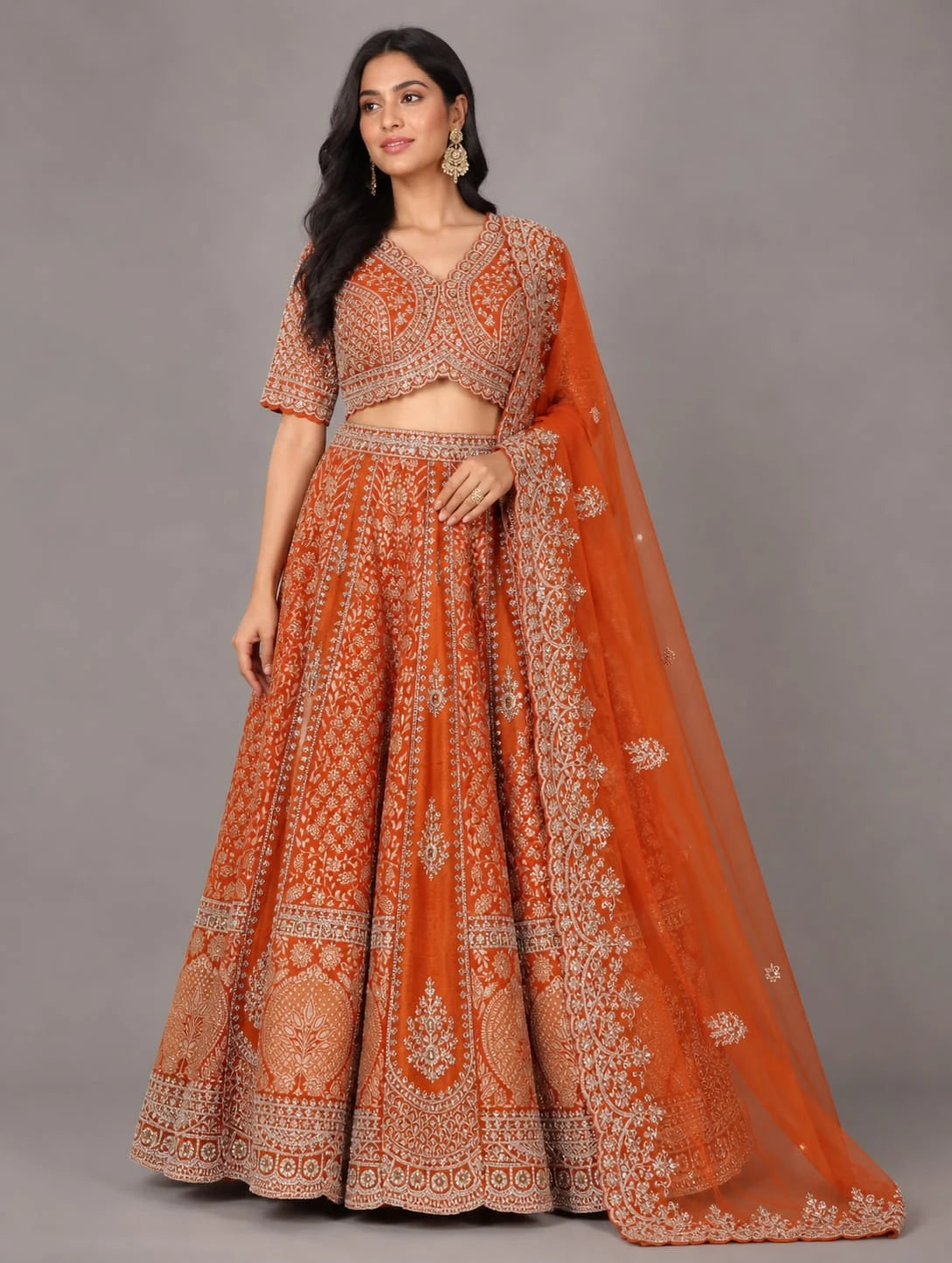 rust ethnic outfit