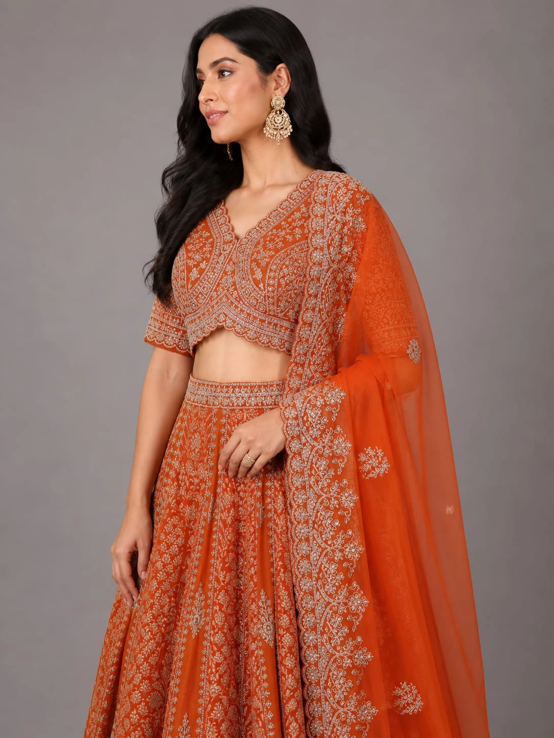 rust ethnic outfit