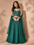 bottle green lehenga choli