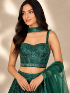 bottle green lehenga choli