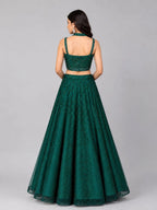 bottle green lehenga choli