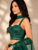bottle green lehenga choli