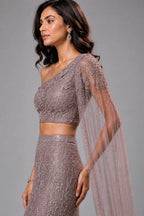 brown modern lehenga set