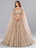 golden cape style lehenga