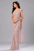 pre draped saree pink