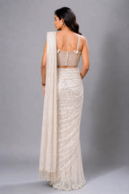 white drape saree