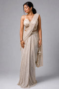 cream drape saree