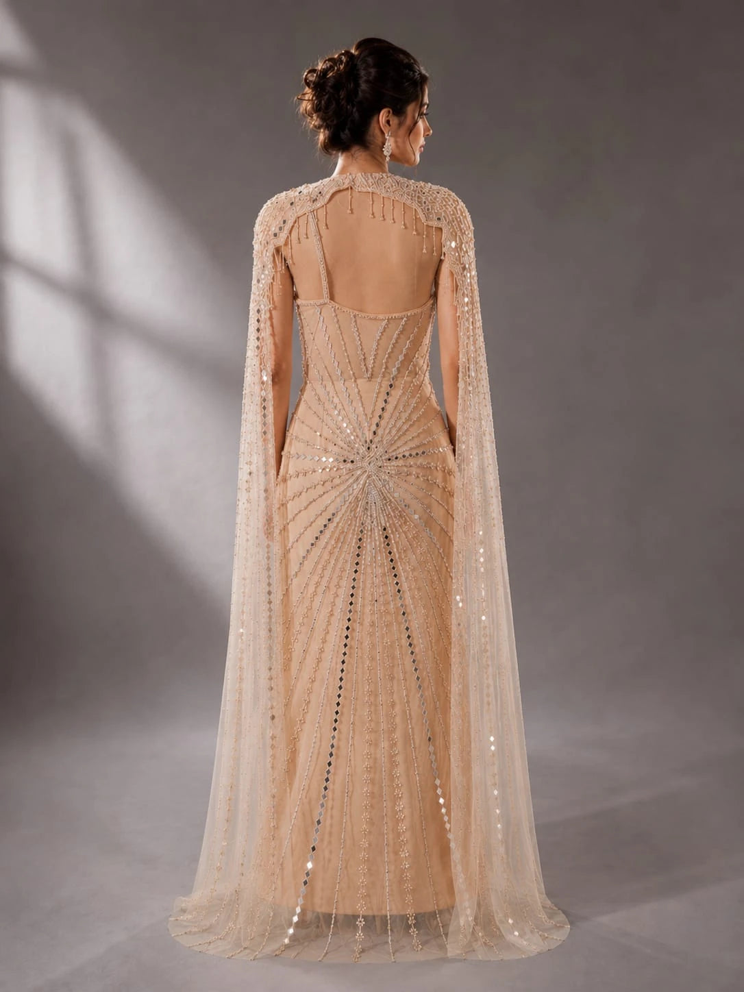 peach western dress gown